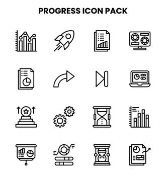 Progress Line Scalable Icons Pack Stock Illustration