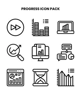 Progress Line Set Icons Pack Stock Illustration