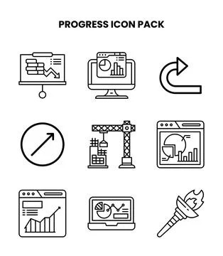 Progress Line Set Icons Pack Stock Illustration