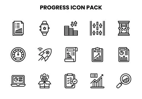 Progress Line UI Icons Pack Stock Illustration