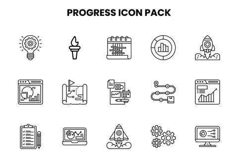 Progress Line UI Icons Pack Stock Illustration