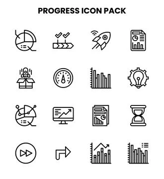 Progress Line UI Icons Pack Stock Illustration