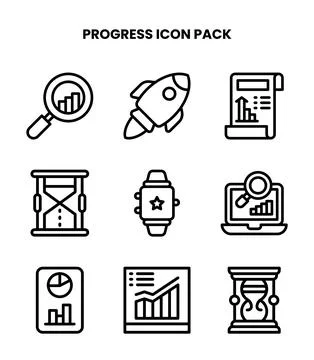 Progress Line Vector Icons Pack Stock Illustration