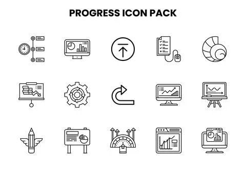Progress Line Vector Icons Pack Stock Illustration