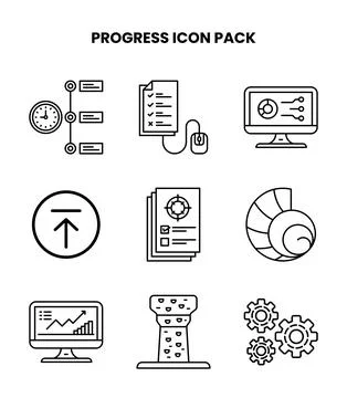 Progress Line Vector Icons Pack 스톡 일러스트