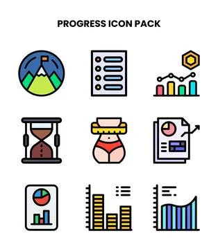 Progress Lineal Color Design Icons Pack Illustrazione stock