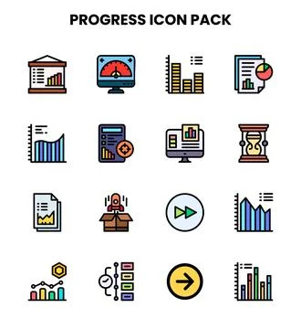 Progress Lineal Color Graphics Icons Pack Stock Illustration