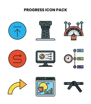 Progress Lineal Color Icons Pack Stock Illustration