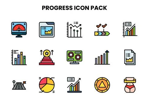 Progress Lineal Color Vector Icons Pack Stock Illustration