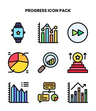 Progress Lineal Color Vector Icons Pack Stock-Illustration