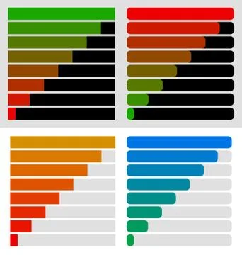 Progress, load bar templates set at 8 stages, steps. Completion, progression  イラスト素材
