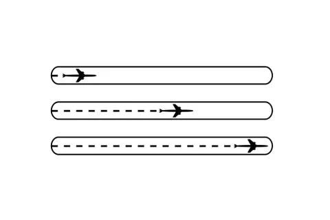 Progress loading bar with airplane is in a dotted line. The flying apartment is Stock Illustration
