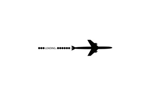 Progress loading bar with airplane. The flying apartment is black. The waypoint Stock Illustration