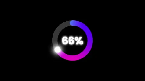 Progress loading bar circle 0 to 100 text animation isolated on black background Stock Footage 334767835