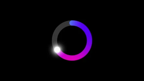 Progress loading bar circle neon gradient animation isolated on black background Vidéo 334767843