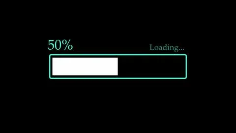 Progress loading bar icon on a black background. Stock Photos