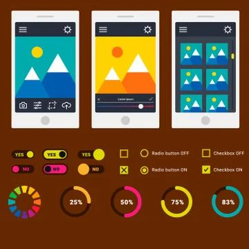 Progress loading bar indicators download progress ui-ux web interface design Ilustración de archivo