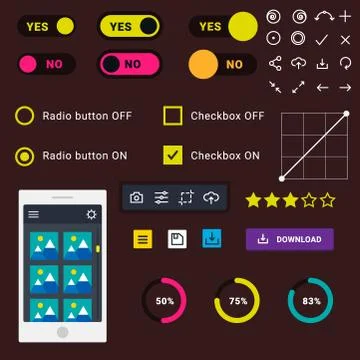 Progress loading bar indicators download progress ui-ux web interface design Stock Illustration