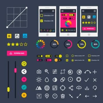 Progress loading bar indicators download progress ui-ux web interface design Ilustración de archivo