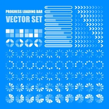 Progress loading bar. Set of indicators. Download progress, web design templa Stock Illustration