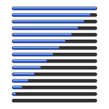Progress Loading Bar Set on White Background. Vector 스톡 일러스트