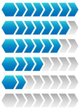 Progress, loading bars. Geometric step, phase indicators, meters. Stock Illustration