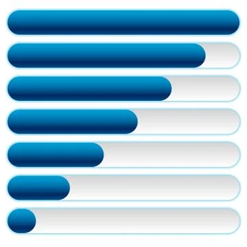 Progress, loading bars in sequence with vector outer glow effect. Illustrazione stock