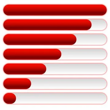 Progress, loading bars in sequence with vector outer glow effect. Illustrazione stock