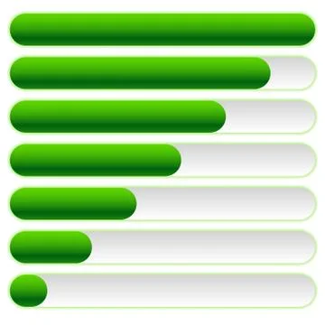 Progress, loading bars in sequence with vector outer glow effect. Ilustración de archivo