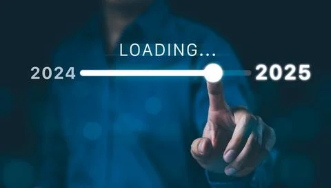 In progress loading year 2024 to 2025, Planning and challenge business Foto stock