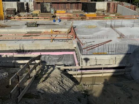 The progress made on the foundation of the construction site is truly remarkable Stock Photos