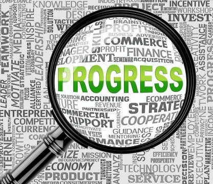 Progress Magnifier Meaning Magnify Forward And Progressing Stock Illustration