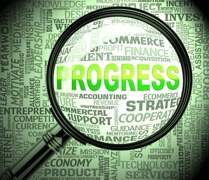 Progress Magnifier Represents Forward Searching 3d Rendering Ilustración de archivo