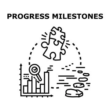 Progress milestones achieving goals development strategy concept Stock Illustration