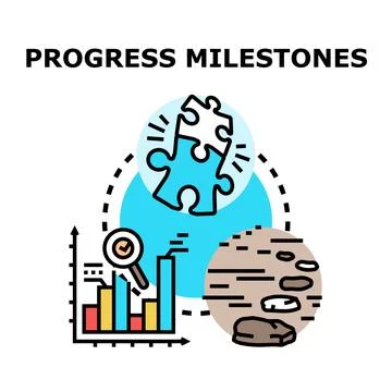 Progress milestones achieving goals development strategy concept Stock Illustration