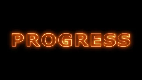 Progress neon light sign flickering on black background. Vidéo 332534040