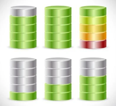 Progress or level indicators. Progression, completion, (re)charging or consum Stock Illustration