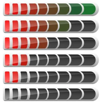Progress or loading bars in sequence with units. Stock Illustration