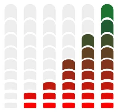 Progress or loading bars in sequence with units. Stock Illustration