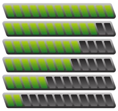 Progress or loading bars in sequence. vector. Illustrazione stock