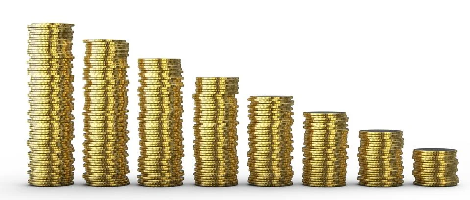 Progress or loss: coins stacks Illustrazione stock