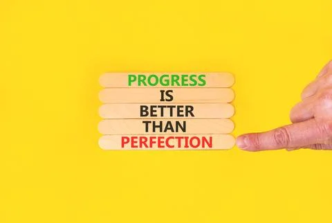 Progress or perfection words symbol. Concept words Progress is better than .. 写真素材