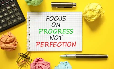 Progress or perfection words symbol. Concept words Focus on progress not pe.. 写真素材