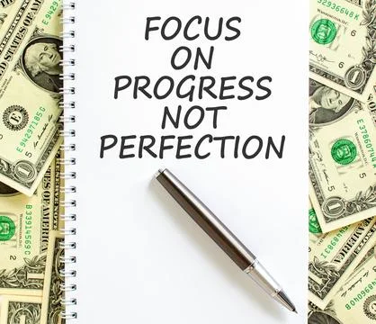 Progress or perfection words symbol. Concept words Focus on progress not pe.. 写真素材