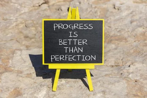 Progress or perfection words symbol. Concept words Progress is better than pe 写真素材