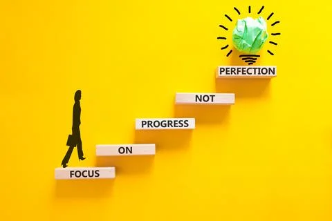 Progress or perfection words symbol. Concept words Focus on progress not pe.. 写真素材