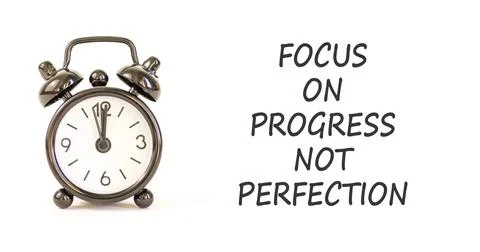 Progress or perfection words symbol. Concept words Focus on progress not pe.. Stock Photos