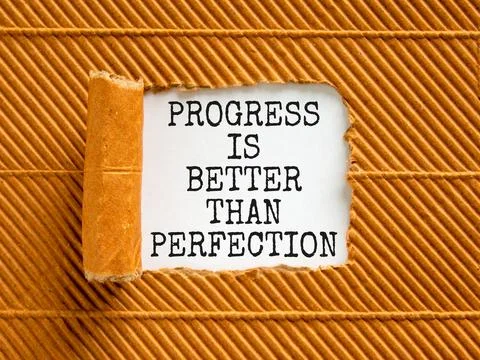 Progress or perfection words symbol. Concept words Progress is better than .. Stock Photos