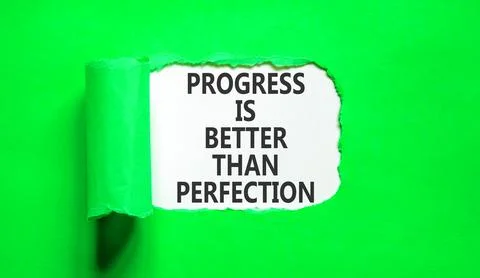 Progress or perfection words symbol. Concept words Progress is better than .. Stock Photos