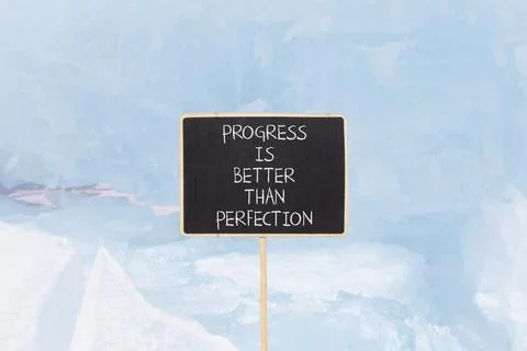 Progress or perfection words symbol. Concept words Progress is better than .. 스톡 사진